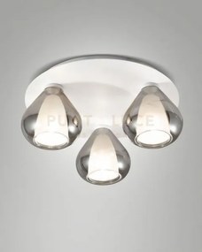 Lila plafoniera 3 luci fume' in vetro con struttura in metallo bian...