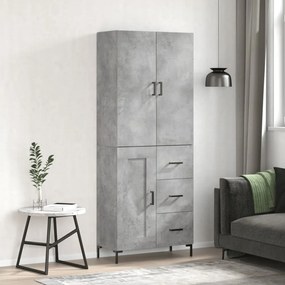 Credenza Grigio Cemento 69,5x34x180 cm in Legno Multistrato