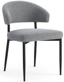 IRIS Grigia (tessuto Monza 120) - MODERNA SEDIA IMBOTTITA BOUCLÉ PER SALONE/SALA DA PRANZO LOFT