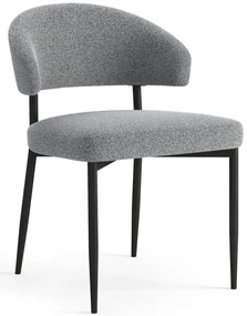IRIS Grigia (tessuto Monza 120) - MODERNA SEDIA IMBOTTITA BOUCLÉ PER SALONE/SALA DA PRANZO LOFT