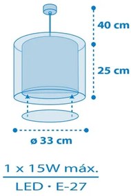 Dalber 41572T - Lampadario per bambini BABY TEDDY 1xE27/15W/230V blu