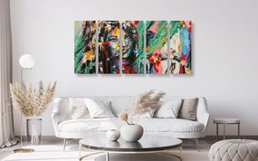Quadri 5 pezzi – Pittura a olio di donna e cavallo