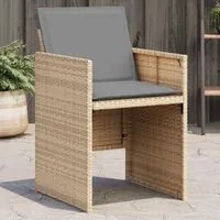 Sedie da Giardino con Cuscini 4 pz Beige Misto in Polyrattancod mxl 134876