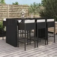 Set Bar da Giardino 7 pz con Cuscini in Polyrattan Nerocod mxl 101051