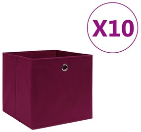 Contenitori 10 Pz İn Tessuto Non Tessuto 28x28x28cm Rosso Scuro /