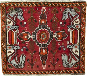 Shiraz Tappeto 60 x 60 Rosso (Iran) Annodato A Mano