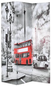 Paravento Pieghevole 120x170 Cm Stampa Bus Londra Bianco E Nero /