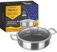 Tegame 20 cm con coperchio a 3 strati Tri - ply