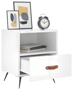 Comodini 2 pz Bianco Lucido 40x35x47,5 cm in Legno Multistrato