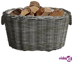 vidaXL Cesta per Legna con Maniglie 60x40x28 cm Grigia in Salice