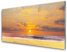 Quadro di vetro Mare spiaggia sole paesaggio 100x50 cm
