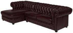 Divano angolare Chesterfield in pelle di bufalo 100% - Marrone con riflessi castani - Angolo a sinistra - BRENTON