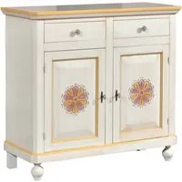 Madia credenza 2 ante legno avorio pennellato e decori 104x43x98