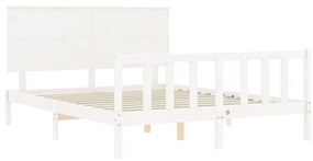 Giroletto con Testiera Bianco King Size in Legno Massello