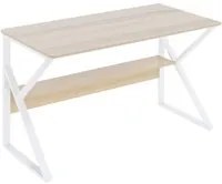 Scrivania in metallo con piano in legno 120x60 cm bianco