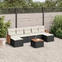 Set Divani da Giardino con Cuscini 8 pz Nero in Polyrattan 3260320