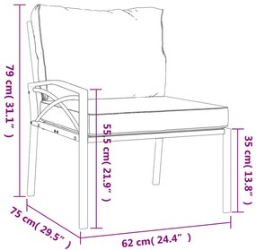 Set Salotto da Giardino 7pz con Cuscini Sabbia in Acciaio