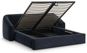 Letto matrimoniale imbottito blu scuro con contenitore con rete inclusa 160x200 cm Campi – Cosmopolitan Design