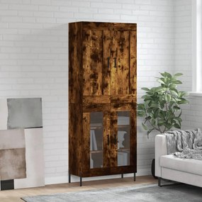 Credenza Rovere Fumo  69,5x34x180 Cm İn Legno Multistrato /