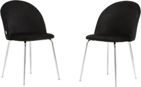 Sedia da pranzo in velluto Nero con gambe in metallo Cromo - PARIS 2 sedie