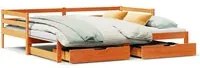 Dormeuse Letto Estraibile e Cassetti Marrone Cera 80x200cm Pino 3302164