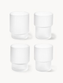 Set di 4 bicchieri in vetro soffiato con scanalatura in rilievo Ripple, 200 ml