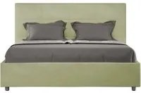 Letto alla Francese rivestito in Microfibra - MIKA Colore: T verde, Dimensione Rete: 140x190, Tipologia Letto: Con Rete