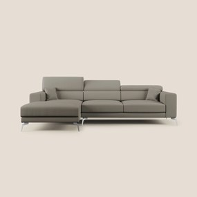 Blade Divano moderno angolare con poggiatesta reclinabili in Ecopelle T04 talpa