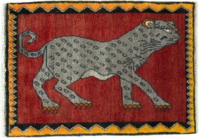 Gabbeh Tappeto 70x90 Rosso (Iran) Annodato A Mano