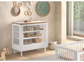 Cassettiera per bambini bianca in faggio massiccio con fasciatoio 100x95x55 cm Forrest – Vipack