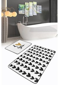 Tappetini da bagno bianco-nero in set da 2 100x60 cm - Minimalist Home World