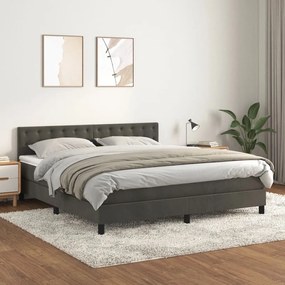 Giroletto A Molle Con Materasso Grigio Scuro 160x200 Cm Velluto /