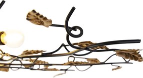 Plafoniera smart nera con oro 80 cm 4 luci incl. 4 Wifi P45 - Foglie