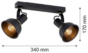 Argon 7037 - Luce Spot TWIST 2xE14/7W/230V nero/oro