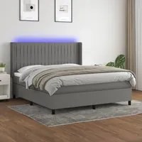 Letto a Molle Materasso e LED Grigio Scuro 160x200cm in Tessuto 3138486