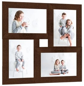 Cornice Multipla Per 4 Foto 13x18cm Marrone Scuro İn Mdf /