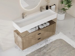 Lavabo sospeso in Solid Surface L120 x l40 x H15 cm Bianco - YAMDROK