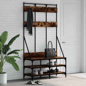 Appendiabiti Con Porta Scarpe Rovere Fumo 100x40x184 Cm /