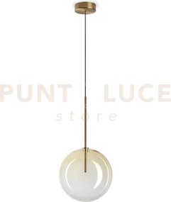 Equinoxe sospensione in vetro ambra e ottone antico 1 luce attacco ...