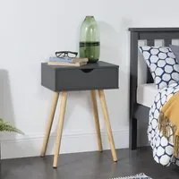 Comodino stersund con Cassetto - Grigio Scuro [en.casa]