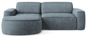 Divano angolare blu polveroso (con penisola a sinistra/con chaise lounge) con rivestimento in ciniglia Omao – Makamii