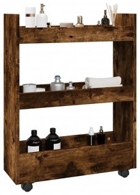 Carrello Stretto A 3 Livelli Rovere Fumo İn Truciolato /