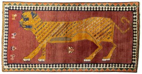 Gabbeh Tappeto 110x210 Rosso (Iran) Annodato A Mano