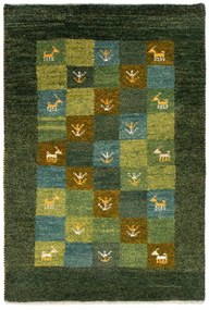 Gabbeh Tappeto persiano 60 x 90 Verde (Iran) Annodato A Mano