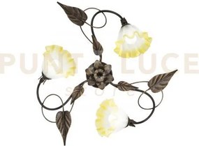Plafoniera tristano marrone 3 luci attacco e14 d.68x20cm in metallo...