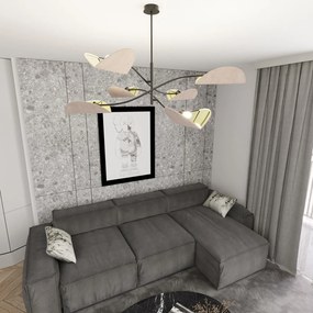 Plafoniera Moderna Ares Acciaio Nero Grigio 6 Luci E14 Ip20