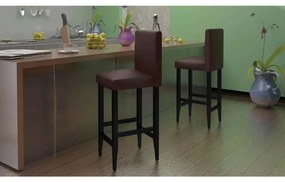 Sgabelli Da Bar 4 Pz Marrone Scuro İn Similpelle /