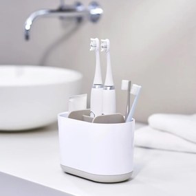 Bicchiere di plastica bianco per spazzolini da denti Duo - Joseph Joseph