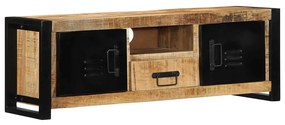 Mobile Porta Tv 100x30x35 Cm İn Legno Massello Di Mango Grezzo /