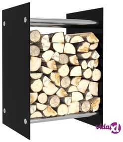 vidaXL Porta Legna Nero 40x35x60 cm in Vetro